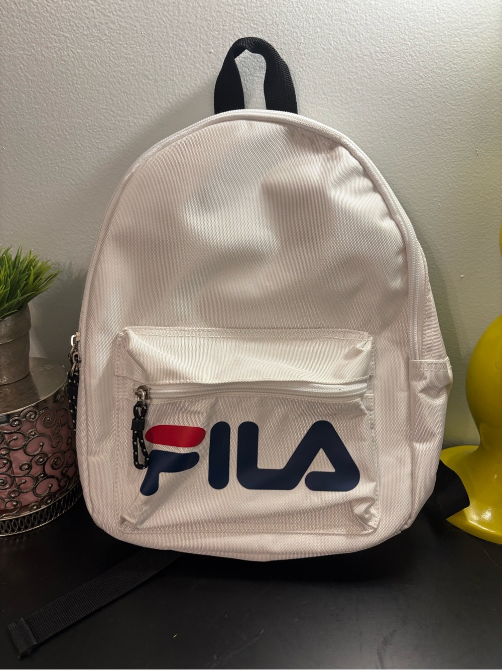 Fila Bree White Backpack with Navy and Red Logo